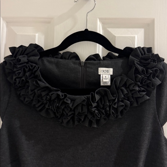 Caché Charcoal Vintage Dress w/ Layers of Ruffles at Neck - Picture 4 of 8